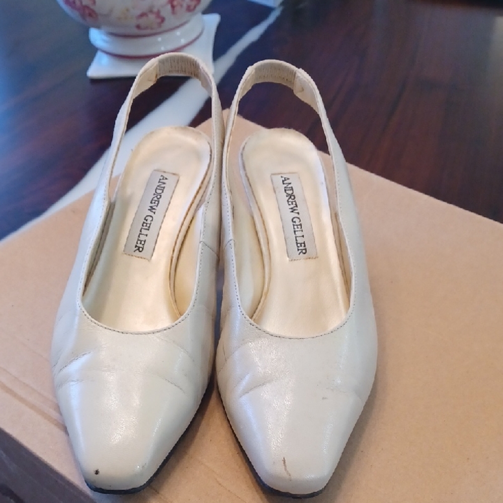 Andrew Geller Cream Slingback Heels